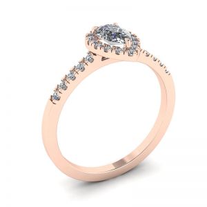 Halo Diamond Pear Shape Ring in 18K Rose Gold - Photo 3