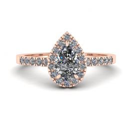 Halo Diamond Pear Shape Ring in 18K Rose Gold Halo Diamond Pear Shape Ring in 18K Rose Gold