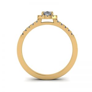 Halo Diamond Pear Shape Ring in 18K Yellow Gold - Photo 1