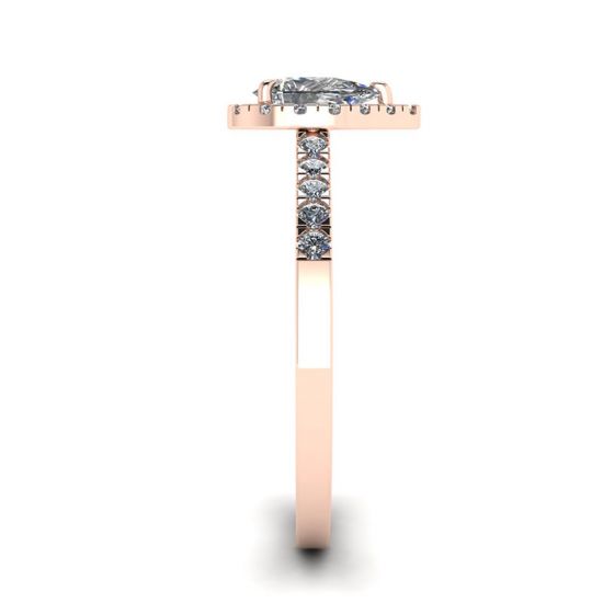 Halo Diamond Pear Shape Ring in 18K Rose Gold,  Enlarge image 3