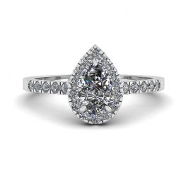 Pear Diamond Ring with Halo