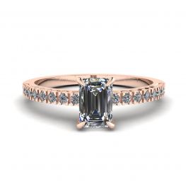 18K Rose Gold Ring with Emerald Cut Diamond 18K Rose Gold Ring with Emerald Cut Diamond