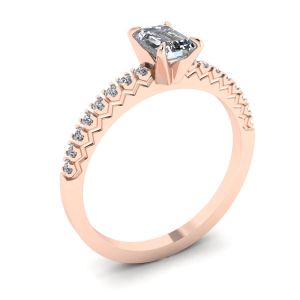 18K Rose Gold Ring with Emerald Cut Diamond - Photo 3