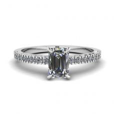 Emerald Cut Diamond Ring with Pave