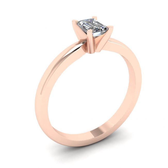 Rectangular Diamond Ring in White-Rose Gold - Photo 3
