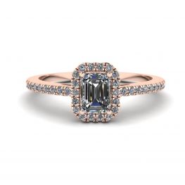 Emerald Cut Diamond Ring with Halo Rose Gold Emerald Cut Diamond Ring with Halo Rose Gold