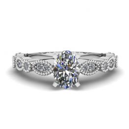 Oval Diamond Romantic Style Ring White Gold