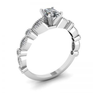 Oval Diamond Romantic Style Ring White Gold - Photo 3