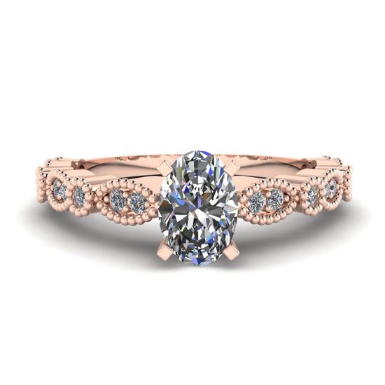 Oval Diamond Romantic Style Ring Rose Gold, Enlarge image 1