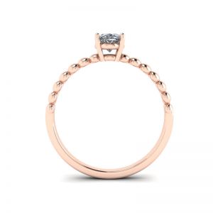 Oval Diamond on Beaded 18K Rose Gold Ring - Photo 1