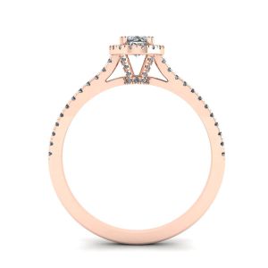 Halo Diamond Oval Cut Ring in 18K Rose Gold - Photo 1