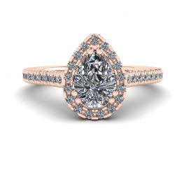 Halo Diamond Pear Cut Ring in 18K Rose Gold Halo Diamond Pear Cut Ring in 18K Rose Gold