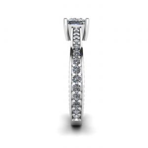 Oriental Style Princess Cut Diamond Ring with Pave - Photo 2