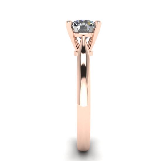 Classic Diamond Ring with One Diamond in Rose Gold, More Image 1
