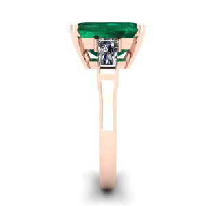 3 carat Emerald Ring with Side Diamonds Baguette Rose Gold - Photo 2