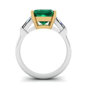 3 carat Emerald Ring with Side Diamonds Baguette - Photo 1