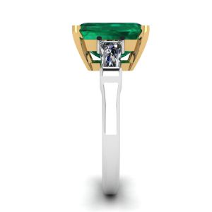 3 carat Emerald Ring with Side Diamonds Baguette - Photo 2
