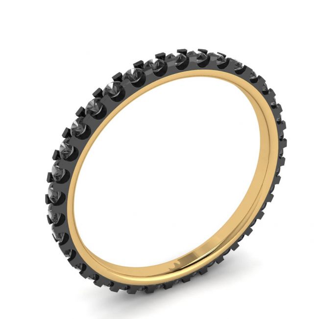 Black Diamonds Pave Eternity Ring Yellow Gold - Photo 3