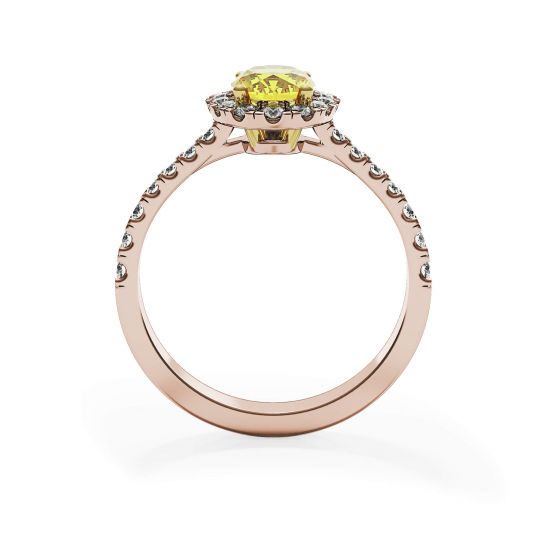 1.13 ct Oval Yellow Diamond Ring with Halo Rose Gold, More Image 0