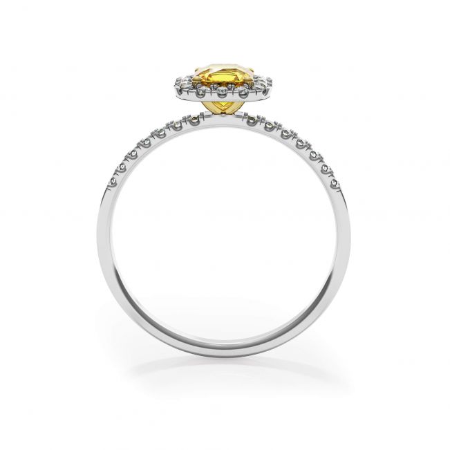 Cushion 1/2 ct Yellow Diamond Ring with Halo - Photo 1