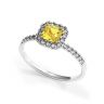 Cushion 1/2 ct Yellow Diamond Ring with Halo, Image 4