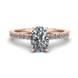 Oval Diamond Ring with Pave in Rose Gold Oval Diamond Ring with Pave in Rose Gold