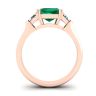 3 carat Emerald Ring with Triangle Side Diamonds Rose Gold, Image 2