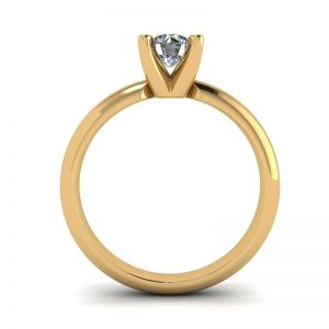 Solitaire Diamond Ring V-shape Yellow Gold - Photo 1
