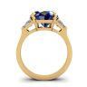 Three Stone Ring with Sapphire Yellow Gold, Image 2
