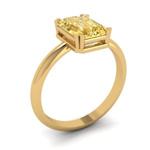 2 carat Emerald Cut Yellow Sapphire Ring Yellow Gold - Photo 3