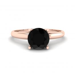 Black Diamond V Setting Ring  Rose Gold