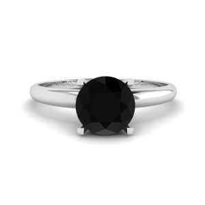 Black Diamond V Setting Ring White Gold