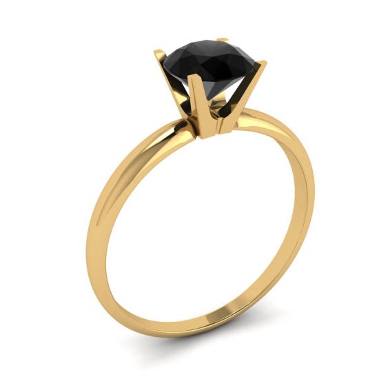Black Diamond V Setting Ring Yellow Gold,  Enlarge image 4