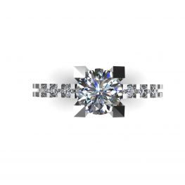 Round Diamond Ring with Side and Hidden Pave Round Diamond Ring with Side and Hidden Pave