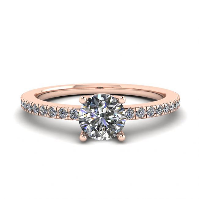 White Diamond Side Pave Ring 18K Rose Gold