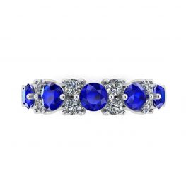 Contemporary garland ring with sapphires and diamonds