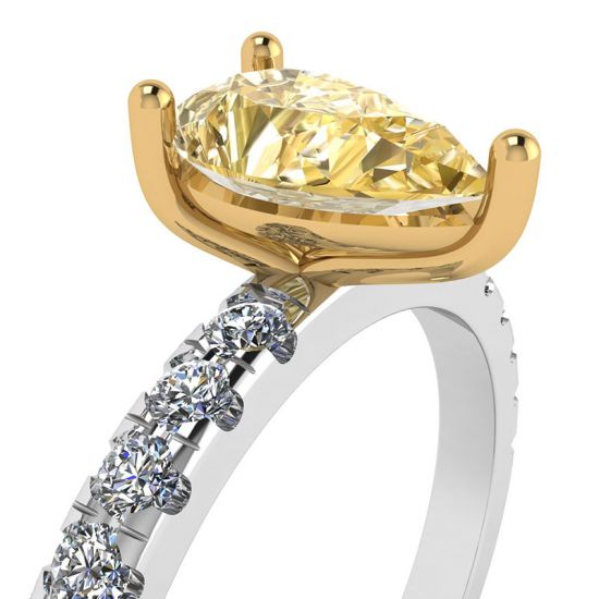 Pear Yellow Diamond 0.5 ct with Side Pave Ring, More Image 0