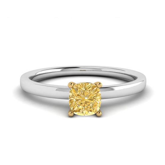 Cushion Yellow Diamond Solitaire Ring, Image 1