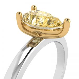 Pear Yellow Diamond Solitaire Ring - Photo 1