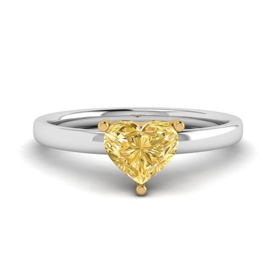 Heart Yellow Diamond Solitaire Ring, Image 1