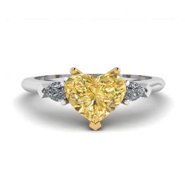 Heart Yellow Diamond with White Pears Diamond Ring