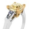 Cushion Yellow Diamond with White Baguettes Ring, Image 2