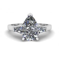Pear Diamond with Side Baguettes Ring