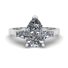 Pear Diamond with Side Baguettes Ring Pear Diamond with Side Baguettes Ring