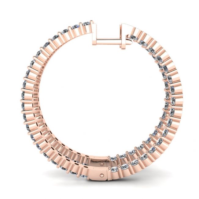 Thin Hoop Earrings with Diamonds Rose Gold - Photo 1