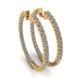 Thin Hoop Earrings with Diamonds Yellow Gold Thin Hoop Earrings with Diamonds Yellow Gold