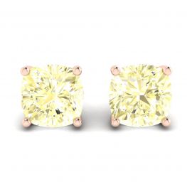 Cushion Yellow Diamond Stud Earrings in 18K Rose Gold Cushion Yellow Diamond Stud Earrings in 18K Rose Gold