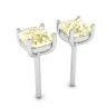 Cushion Yellow Diamond Stud Earrings in 18K White Gold, Image 3