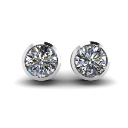 Round Diamond Studs White Gold 