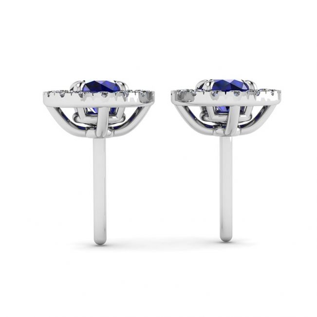 Sapphire Stud Earrings with Detachable Diamond Halo - Photo 1